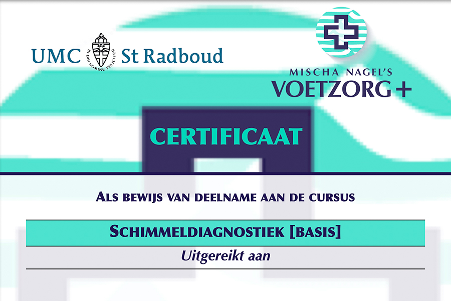 Schimmeldiagnostiek cerficaat - Pedicure medisch Pedicure Samantha Lans- van der Velden